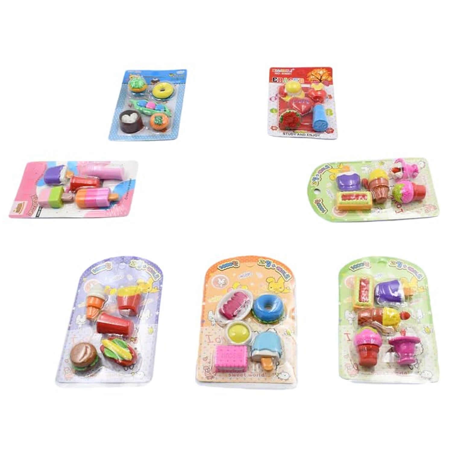 Mix Design Fancy Erasers Set – Colorful & Stylish Erasers for Kids, Birthday Gift & School Prize (1 Set) Mix Design Fancy Erasers Set – Colorful & Stylish Erasers for Kids, Birthday Gift & School Prize (1 Set)